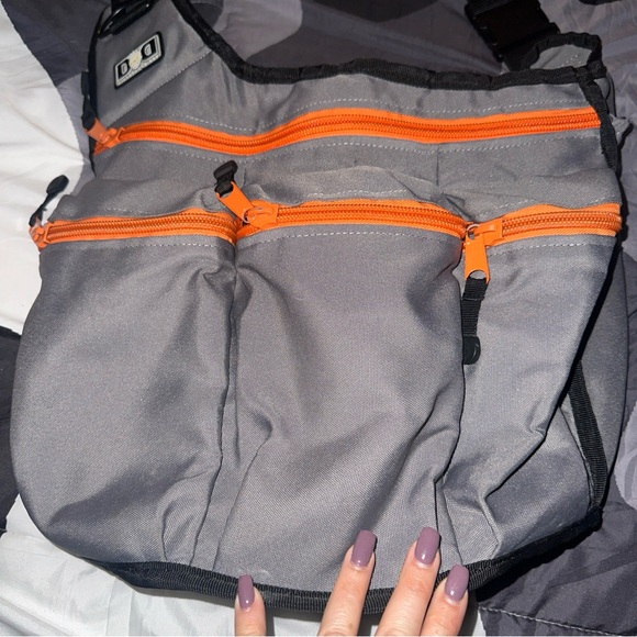 Diaper Dude Messenger Dad Cross Body Diaper Bag Gray Orange unisex men’s - Picture 3 of 6